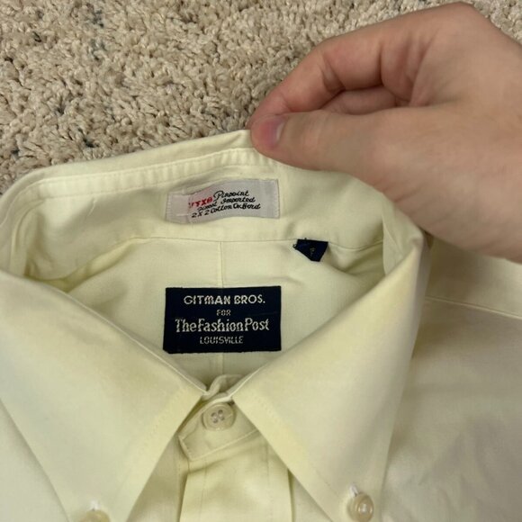 Gitman Bros For Fashion Post Louisville Button Up Shirt 16 33 Solid Pale Yellow - Picture 2 of 9